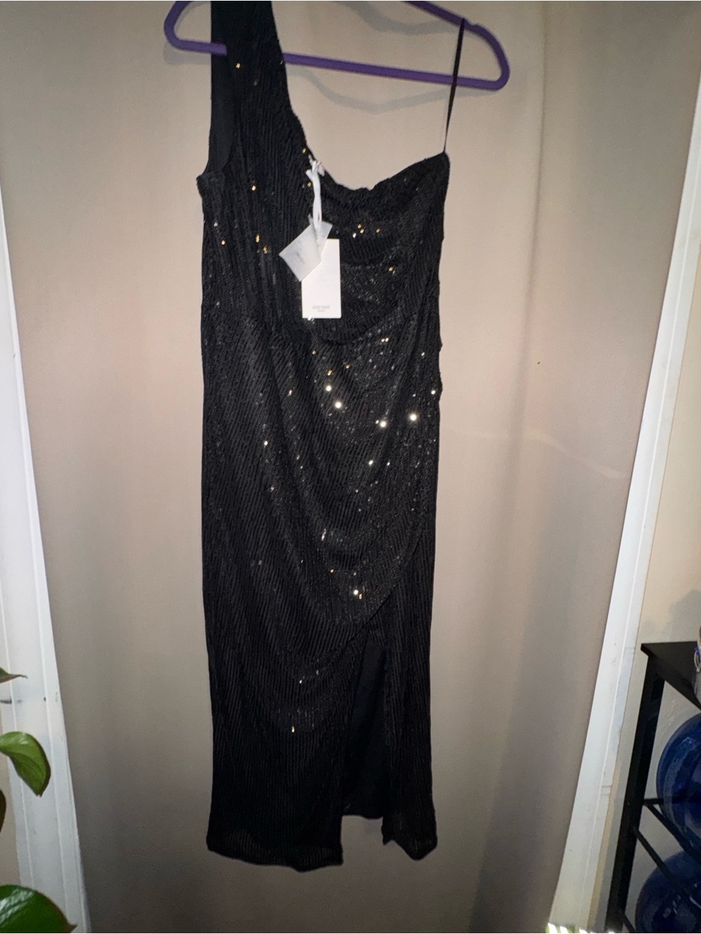 Grace Karin Black One-Shoulder Sequin Evening Gown - Picture 2 of 2